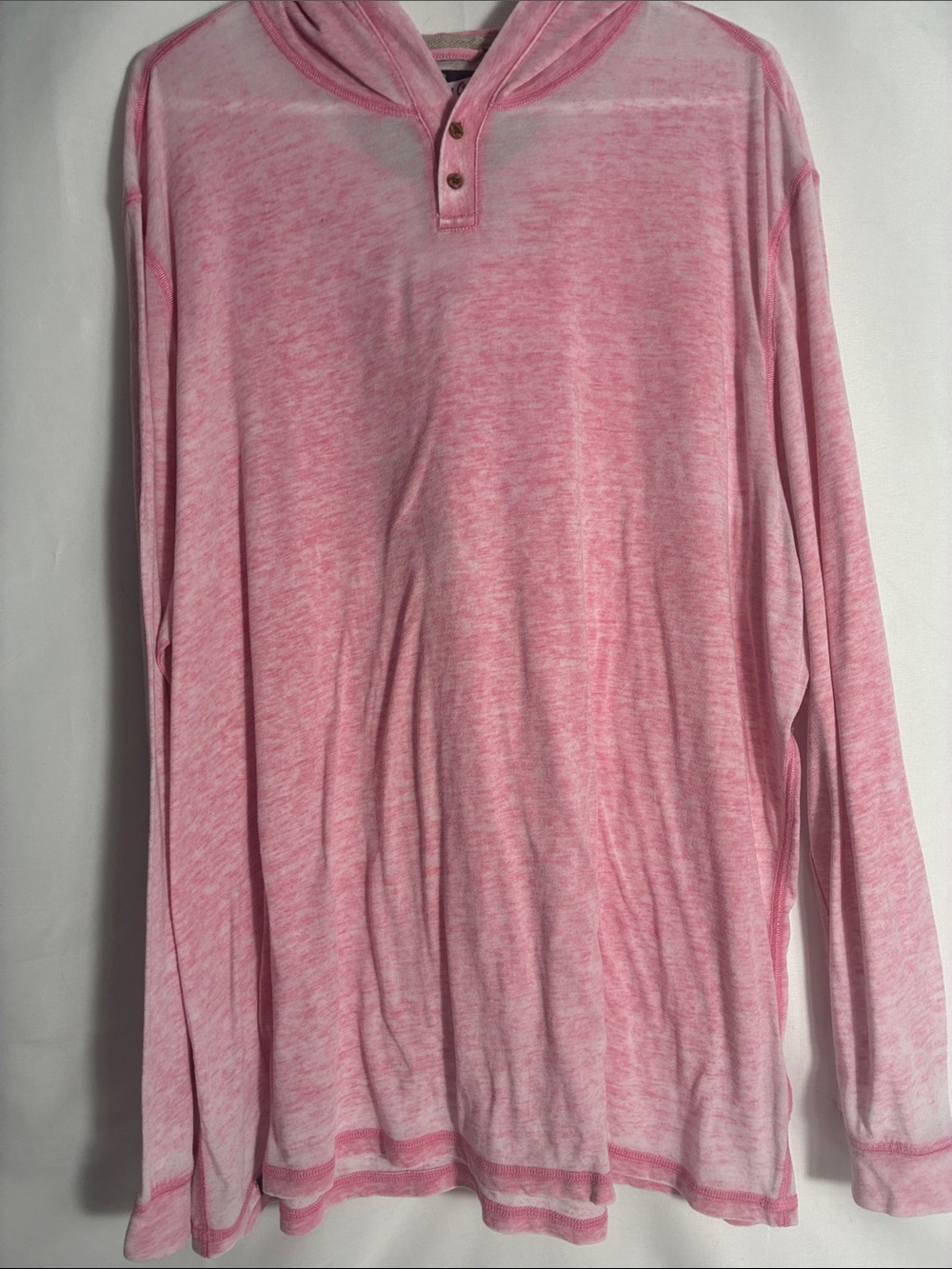 johnnie-O Men's "Hangin' Out" Henley Hoodie - Heather Pink/Mauve Cabot Links XXL